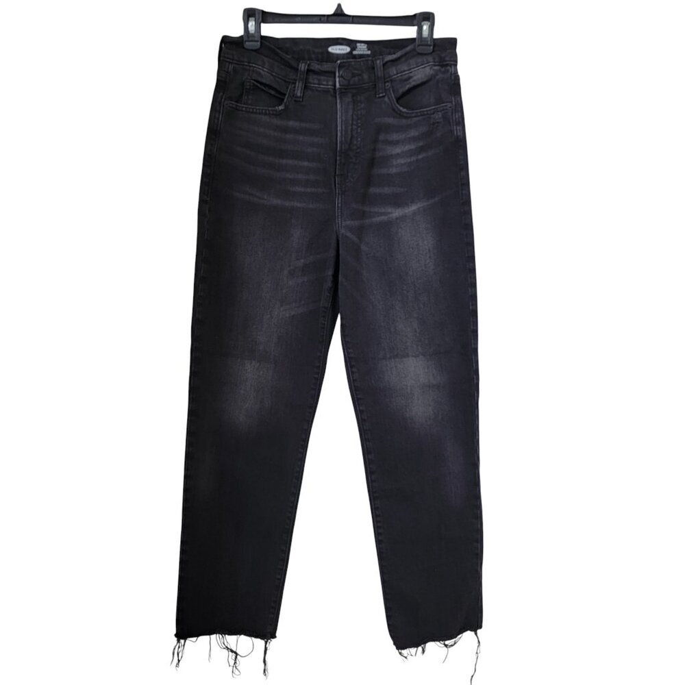 Old Navy Size 8 Washed Black "The Sky Hi Straight" Ultra High Rise Jeans